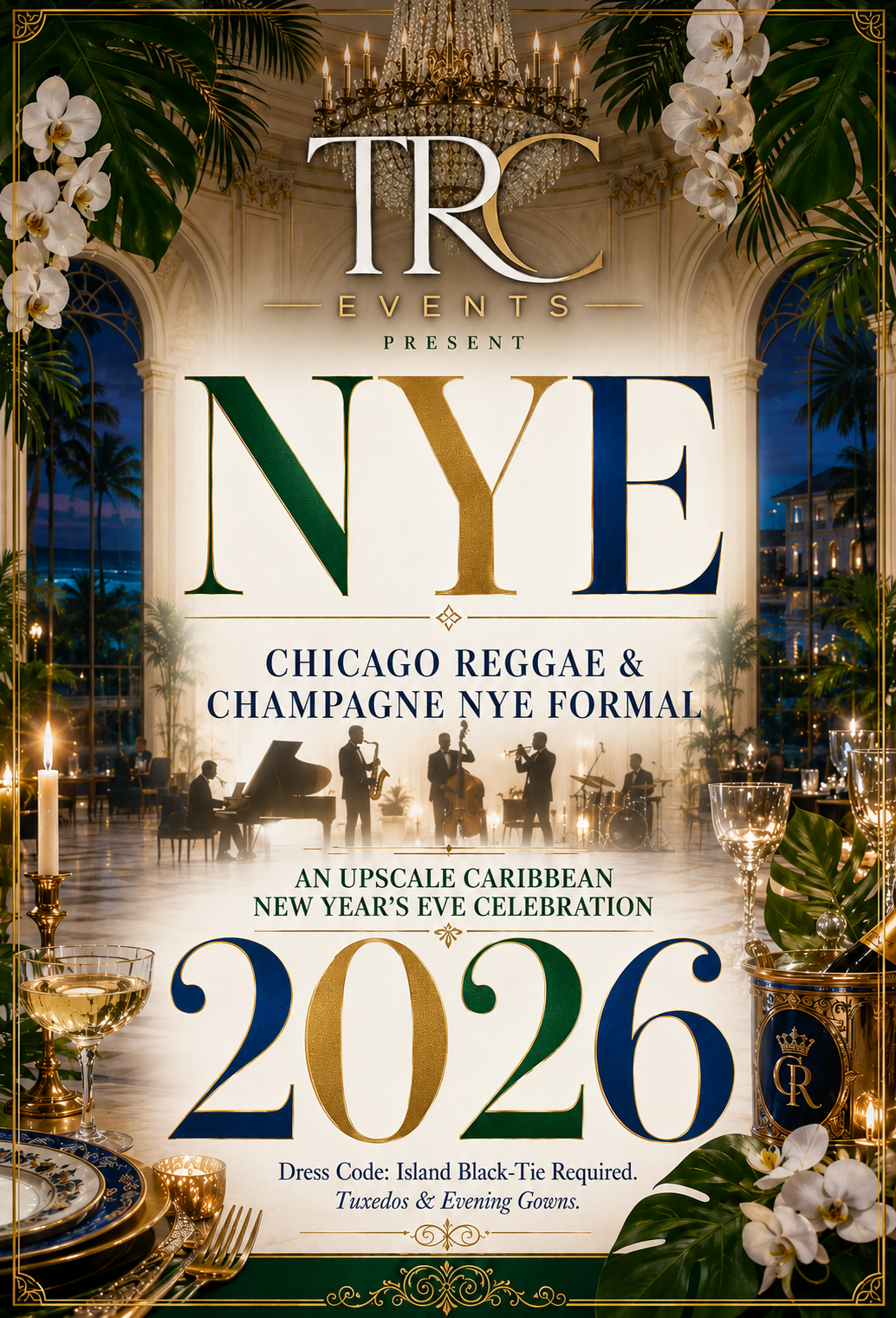 The Reggae & Champagne NYE Formal — an upscale Caribbean New Year's Eve gala, Island Black-Tie required