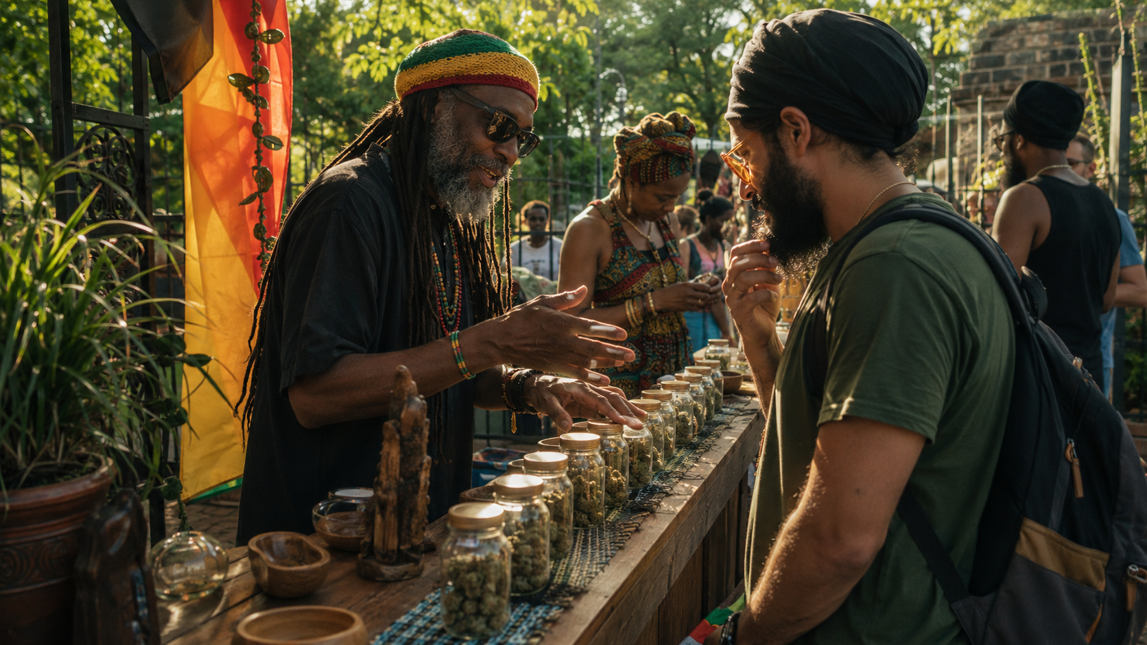 A guest sampling aromas at the Terpene Discovery Bar